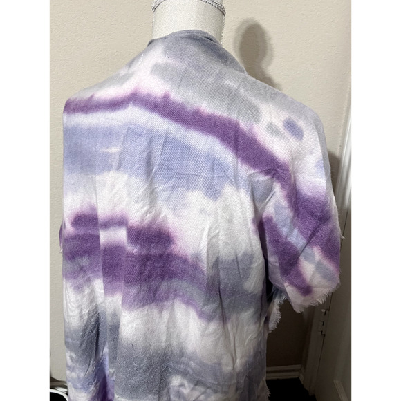 Free People Tie Dye Kimono Wrap sweater Purple Grey One size Boho shawl poncho - Picture 7 of 10